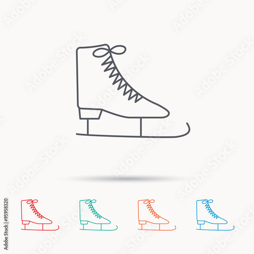 Ice skates icon. Figure skating equipment sign.