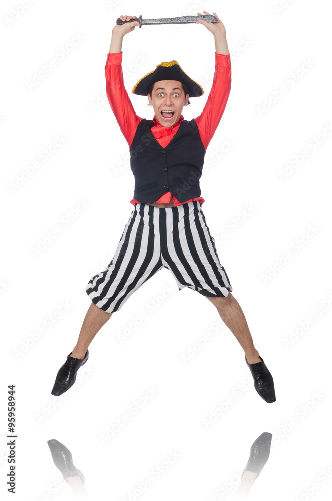 Funny pirate isolated on the white