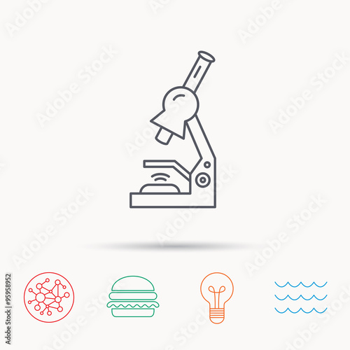 Microscope icon. Medical laboratory equipment.