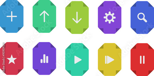 Vector colored vintage media player icons set
