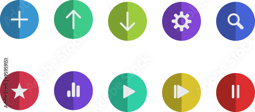 Vector colored vintage media player icons set