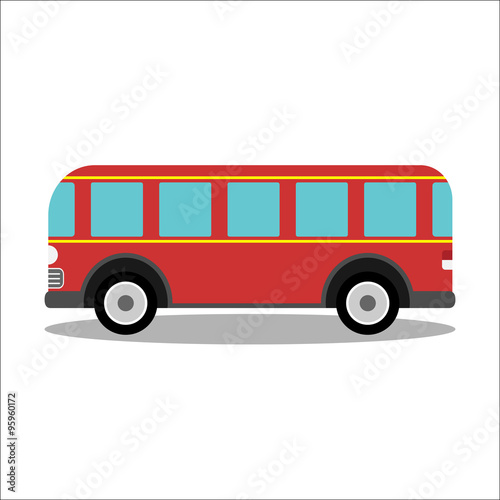 Retro city bus on a white background