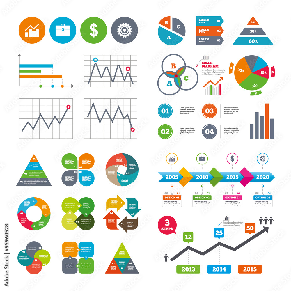 Business signs. Graph chart and case icons. Business signs. Graph chart and case icons.