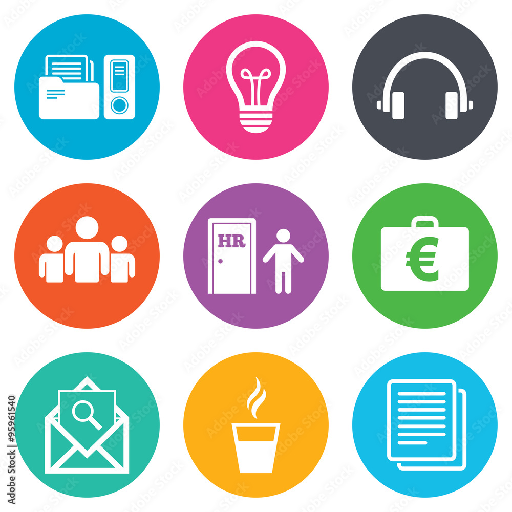 Office, documents and business icons. Office, documents and business icons.