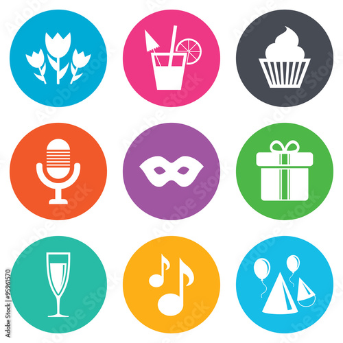 Party celebration  birthday icons. Cocktail.