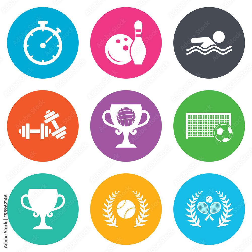 Sport games, fitness icon. Football, tennis.