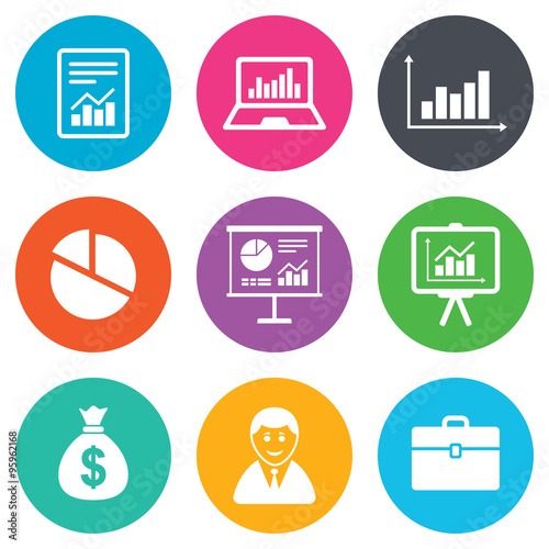 Statistics, accounting icons. Charts signs.