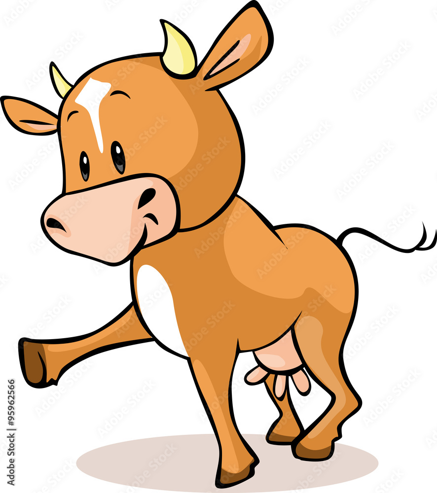 Cute brown cow standing isolated - vector illustration Cute brown cow standing isolated - vector illustration
