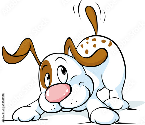 Cute dog wags his tail and wants to play - vector illustration