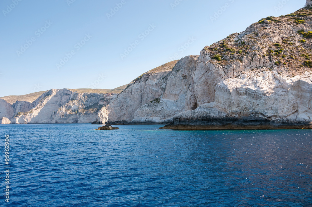 Beutiful cliff coast of Zakynthos Island