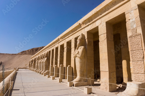 The temple of Hatshepsut near Luxor in Egypt. Statues of Queen