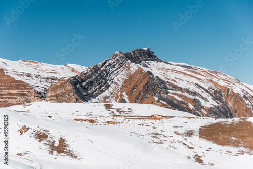 Winter mountains in Gusar region of Azerbaijan photo