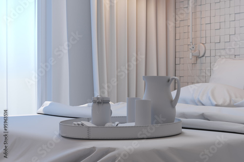 3d render of bedrooms in a Scandinavian style without materials and textures