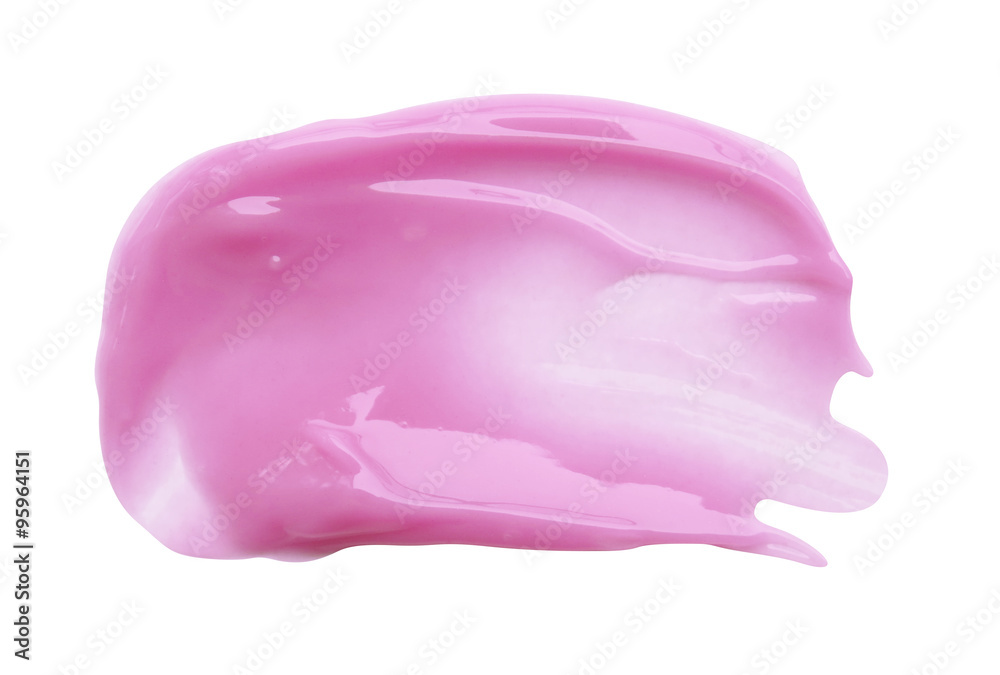 Pink Lipgloss spread sample on white background Pink Lipgloss spread sample on white background