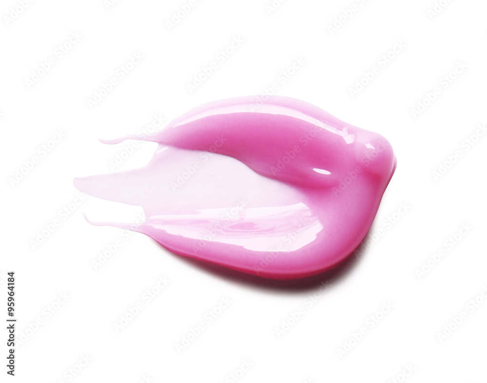 Pink Lipgloss spread sample on white background Pink Lipgloss spread sample on white background