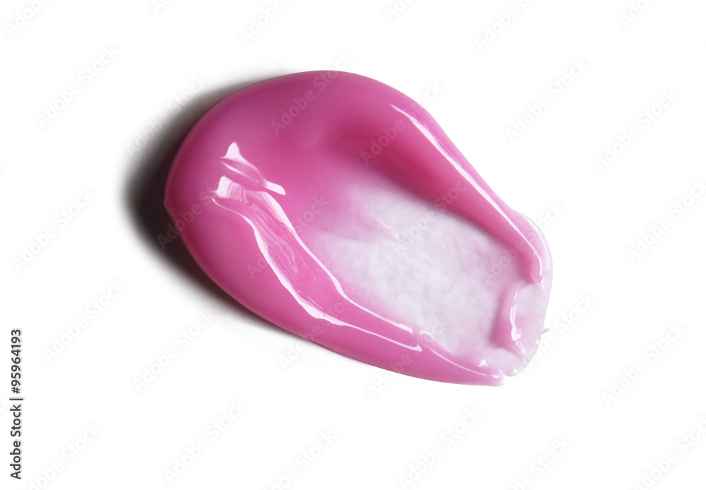 Pink Lipgloss spread sample on white background Pink Lipgloss spread sample on white background
