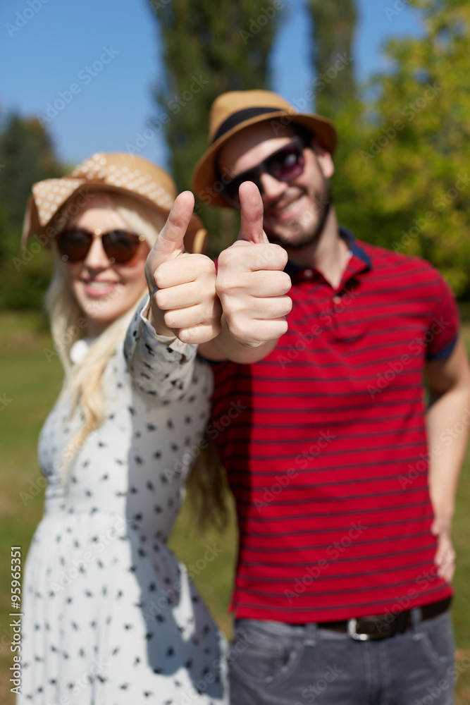 Fototapeta premium Hipster couple on road trip on a summers day