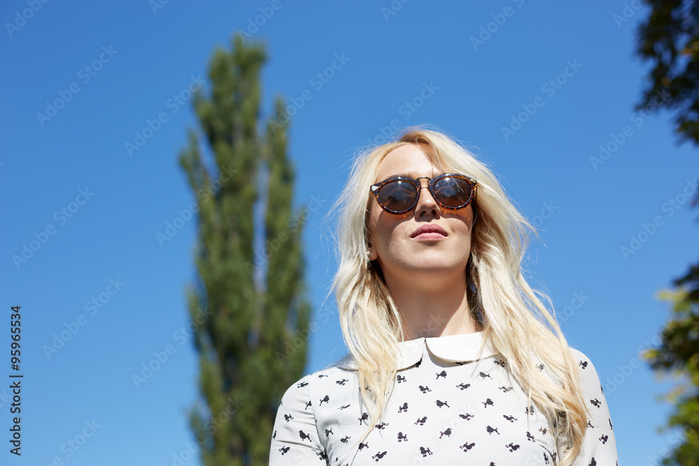 Woman in hat and coat in autumn time outdoor Woman in hat and coat in autumn time outdoor