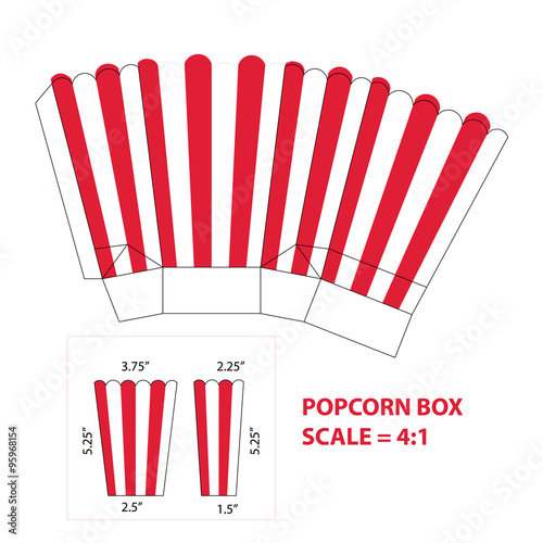 Template Popcorn boxed and packaging Stripes design vector. PS 10 & HI-RES JPG Included 