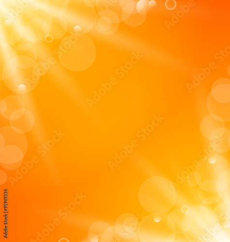 Abstract orange bright background with sun light rays