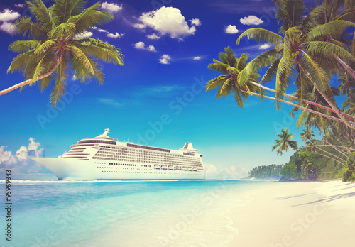 Cruise Beach Palm Tree Vacation Travel Holiday Concept