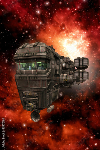 space cruiser spaceship with bridge