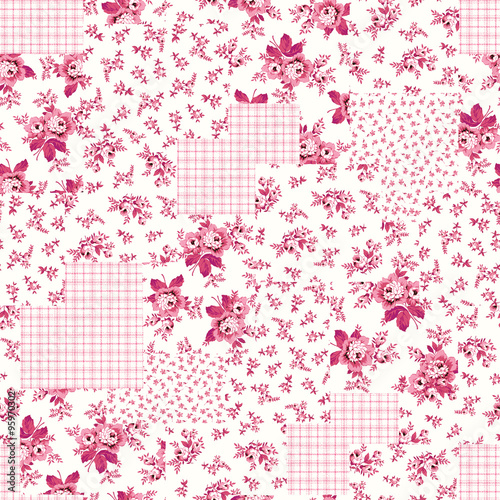 花柄をパッチワークに