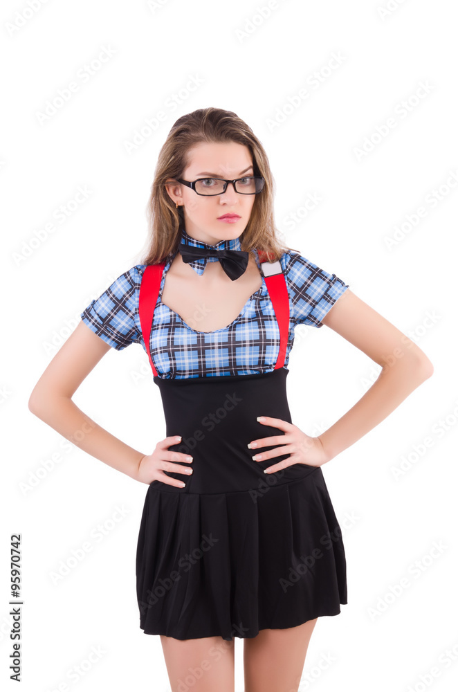 Schoolgirl isolated on the white Schoolgirl isolated on the white