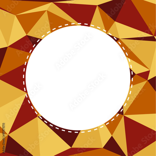 Triangular background in warm muted colors with white circle wit