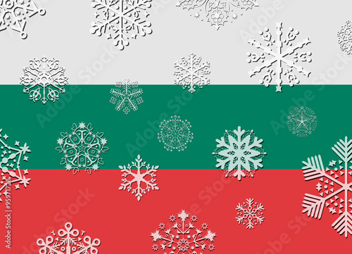 bulgaria flag with snowflakes