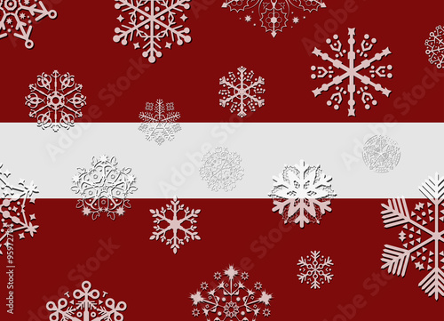 latvia flag with snowflakes