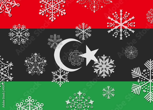 libya flag with snowflakes