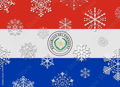 paraguay flag with snowflakes