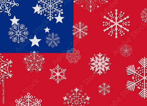 samoa flag with snowflakes
