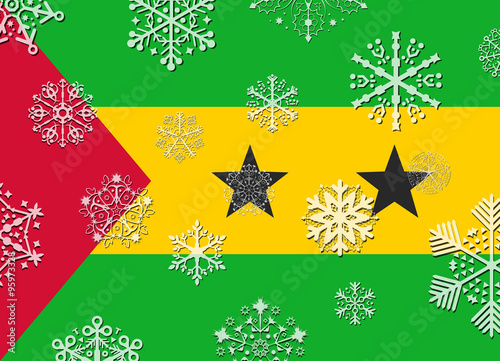 sao tome flag with snowflakes