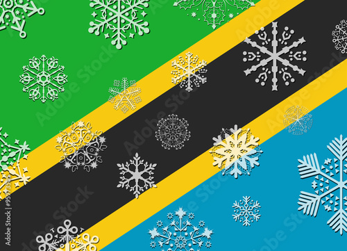 tanzania flag with snowflakes