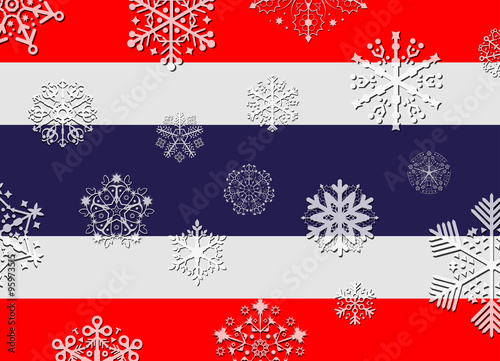 thailand flag with snowflakes