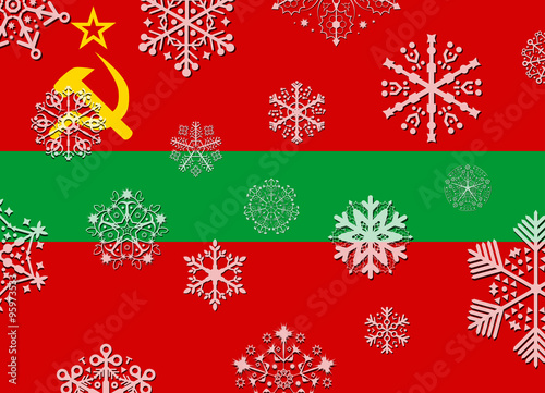 transnistria flag with snowflakes
