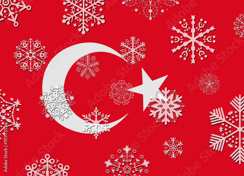 turkey flag with snowflakes