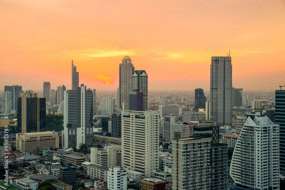 Fototapeta premium Bangkok city night view with nice sky