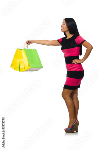 Woman in christmas shopping concept on white © Elnur