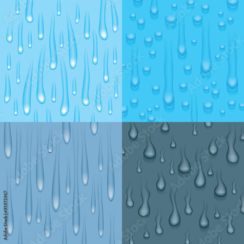 Set of four drip drop illustration backdrop elements with different types of drips.