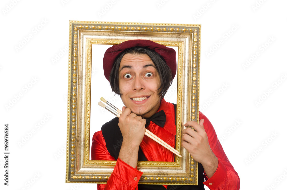 Fototapeta premium Funny artist isolated on white
