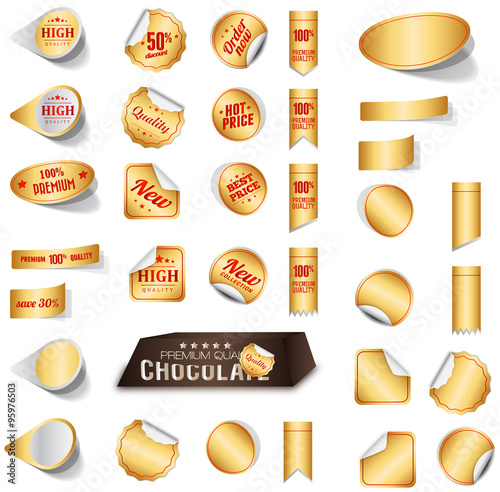 Premium product sticker tags gold and blank sticker tags