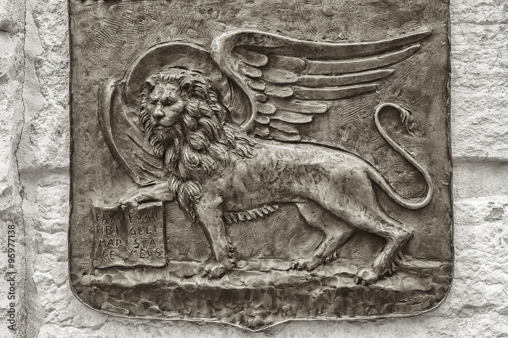 Fototapeta premium Winged lion sculpture, symbol of Venice, Italy