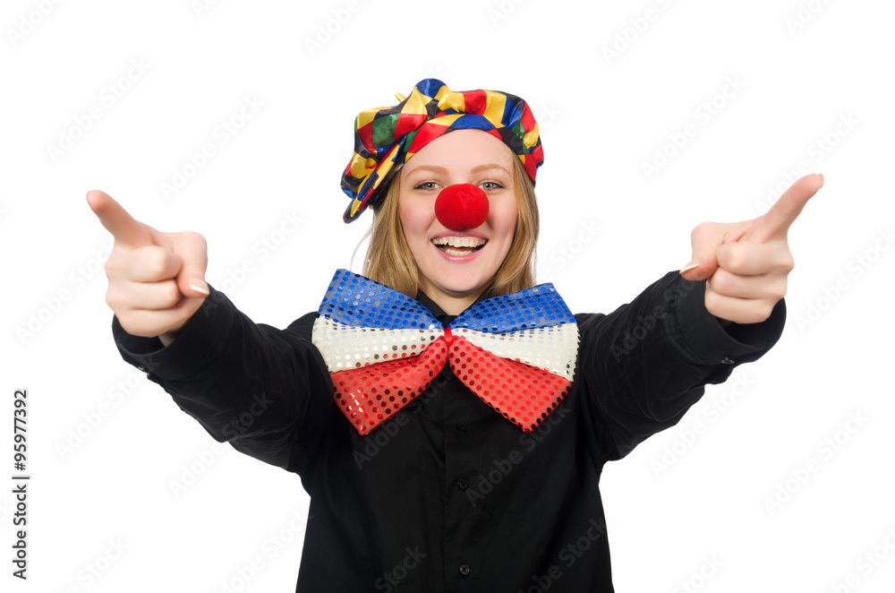Funny clown isolated on white