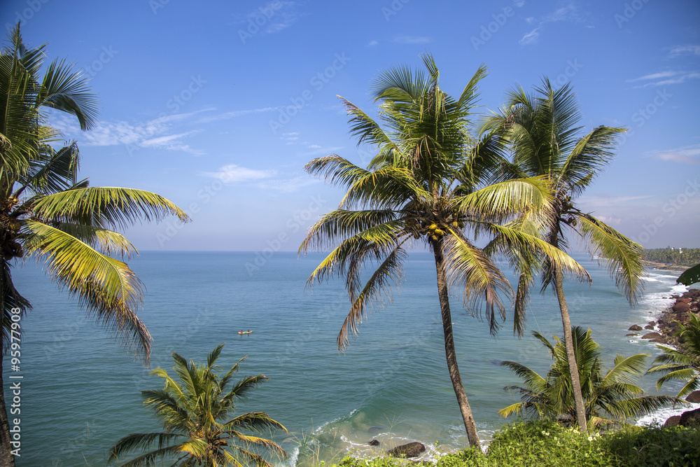 Sea in Varkala in Kerala state, India