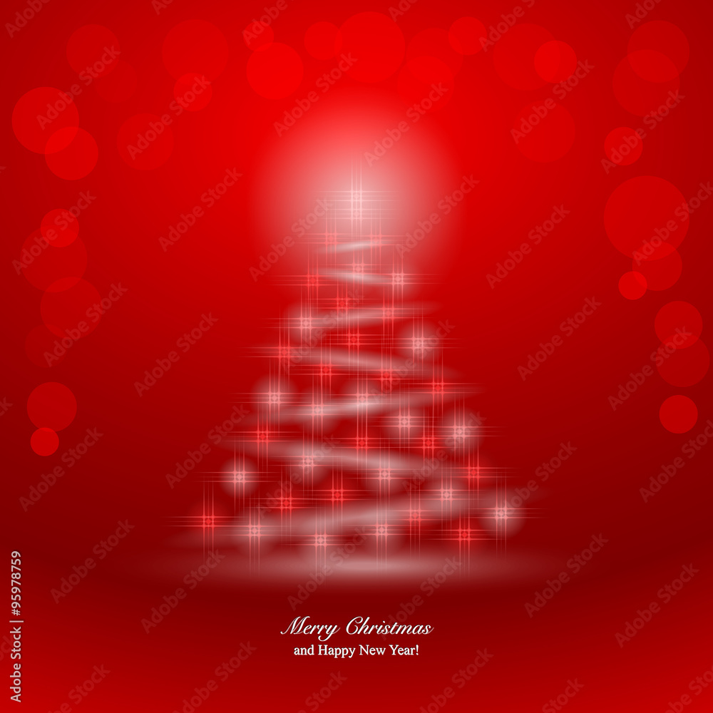 Christmas Background with magic Christmas tree.
