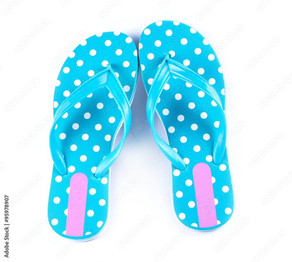 summer fashion blue Flip Flop Sandals Isolated on White backgrou summer fashion blue Flip Flop Sandals Isolated on White backgrou