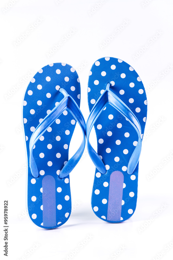 summer fashion blue Flip Flop Sandals Isolated on White backgrou